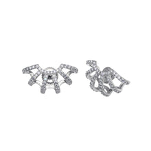 Load image into Gallery viewer, Sterling Silver Rhodium Plated Web CZ Earrings