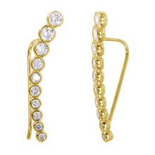 Load image into Gallery viewer, Sterling Silver Nickle Free Gold Plated Drop Climbing Earrings With CZ Stones