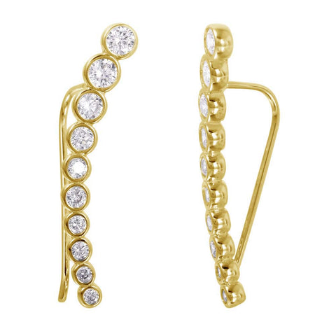 Sterling Silver Nickle Free Gold Plated Drop Climbing Earrings With CZ Stones