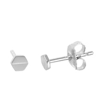 Load image into Gallery viewer, Sterling Silver Rhodium Plated Fancy Nail Head Stud Earring with Friction Back PostAnd Earring Dimensions of 4MMx4MM