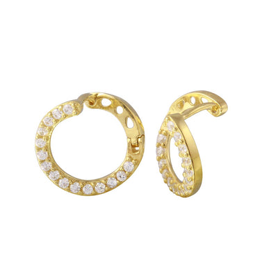 Sterling Silver Gold Plated CZ Twisted Hoop Earrings