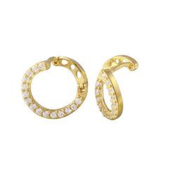 Sterling Silver Gold Plated CZ Twisted Hoop Earrings