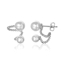 Load image into Gallery viewer, Sterling Silver Nickel Free Rhodium Plated Ear Hugging Mother Of Pearl Earrings