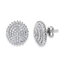 Load image into Gallery viewer, Sterling Silver Rhodium Plated Round Encrusted Layer Shaped Earring With CZ Stones