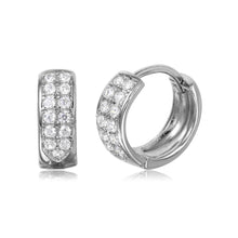 Load image into Gallery viewer, Sterling Silver Rhodium Plated CZ Huggie Earrings