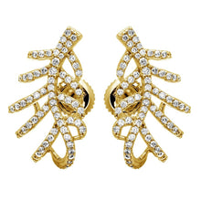 Load image into Gallery viewer, Sterling Silver Gold Plated Leaf Hugging Shaped Climbing Earrings With CZ Stones