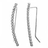 Sterling Silver Rhodium Plated CZ Bubble Climbing Earrings