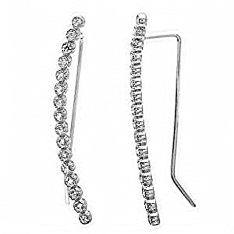 Sterling Silver Rhodium Plated CZ Bubble Climbing Earrings