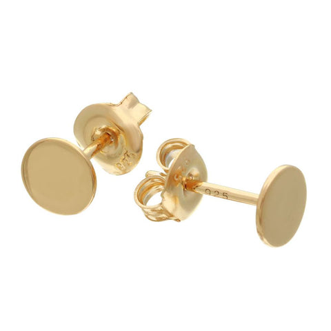 Sterling Silver Gold Plated Disc Shaped Stud Earrings