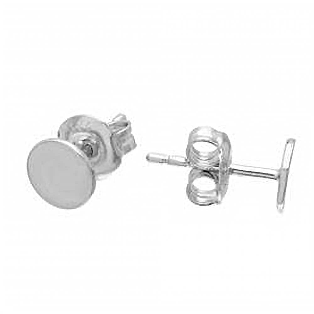 Sterling Silver Rhodium Plated Disc Shaped Stud Earring