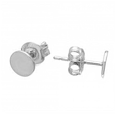 Sterling Silver Rhodium Plated Disc Shaped Stud Earring