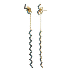 Sterling Silver Gold Plated Turquoise Stone Zigzag Drop Earrings