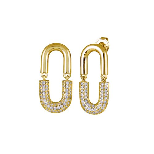 Sterling Silver Gold Plated Dangling Movable Link Earrings