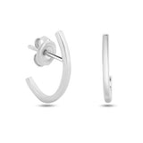 Sterling Silver Rhodium Plated Open End Stud Earrings