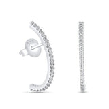 Sterling Silver Rhodium Plated Bar CZ 21.5mm Stud Earrings
