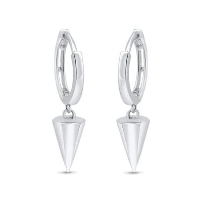 Sterling Silver Rhodium Plated Punk Spikes 11mm Hoop Huggie Earrings