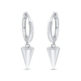 Sterling Silver Rhodium Plated Punk Spikes 11mm Hoop Huggie Earrings
