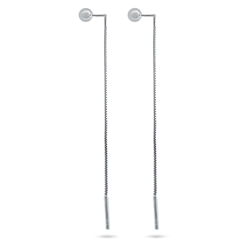 Sterling Silver Rhodium Plated Bead Threader Earrings
