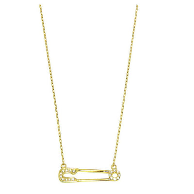 Sterling Silver Gold Plated Small Paperclip Pendant Necklace