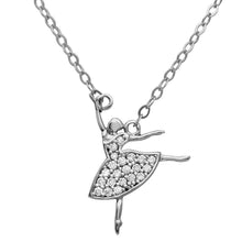 Load image into Gallery viewer, Sterling Silver Rhodium Plated Ballerina CZ Necklace