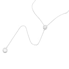 Load image into Gallery viewer, Sterling Silver Rhodium Plated Double CZ Drop Necklace