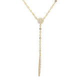 Sterling Silver Gold Plated CZ Drop Bar Necklace