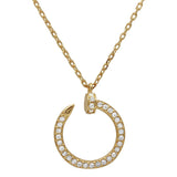 Sterling Silver Gold Plated Round Nail Pendant Necklace