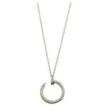 Load image into Gallery viewer, Sterling Silver Rhodium Plated Round Nail Pendant Necklace