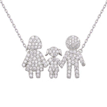 Load image into Gallery viewer, Sterling Silver Rhodium Plated Daughter And Parents Family Necklace