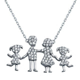 Sterling Silver Rhodium Plated Daughters And Parents Family Necklace