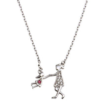 Load image into Gallery viewer, Sterling Silver Rhodium Plated Open CZ Playing Mom And Daughter Family Necklace