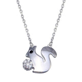 Sterling Silver Rhodium Plated Squirrel Necklace