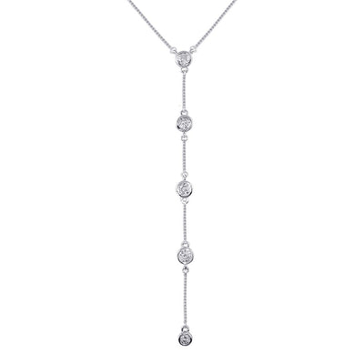 Sterling Silver Rhodium Plated 4 Drop CZ Necklace