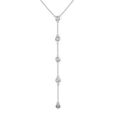 Sterling Silver Rhodium Plated 4 Drop CZ Necklace