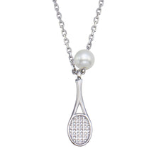 Load image into Gallery viewer, Sterling Silver Rhodium Plated Synthetic MOP Tennis Necklace