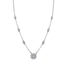 Load image into Gallery viewer, Sterling Silver Rhodium Plated CZ Disc Flower Necklace