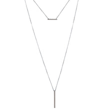 Load image into Gallery viewer, Sterling Silver Rhodium Plated Multi Chain Drop Bar Necklace