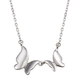 Sterling Silver Rhodium Plated Double Butterfly Necklace