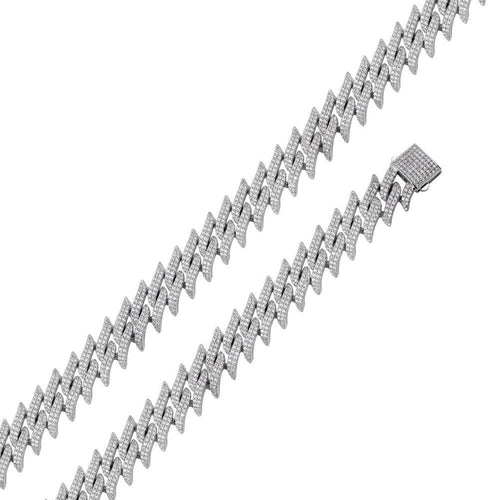 Sterling Silver Rhodium Plated CZ Encrusted Spike Barbed Wire Hip Hop ...