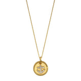 Sterling Silver Gold Plated CZ Round Anchor Necklace