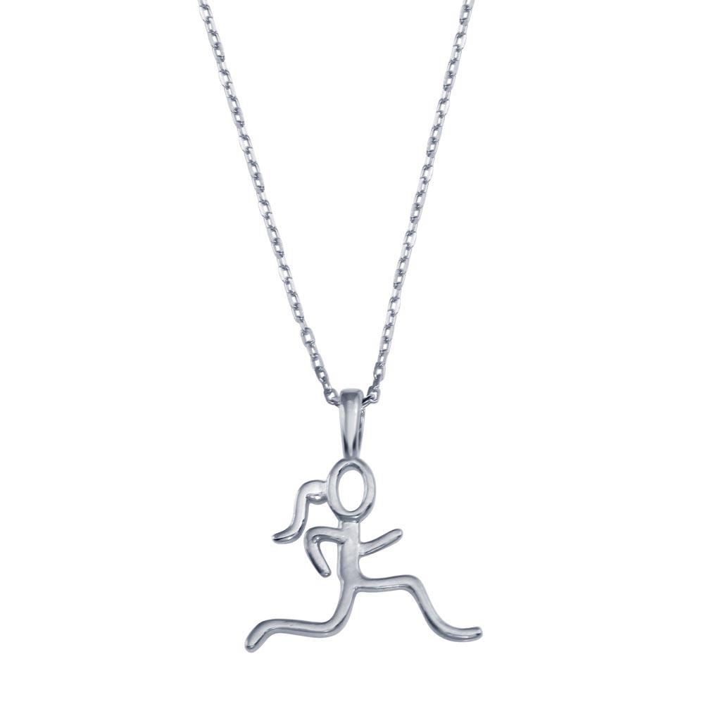 Sterling Silver Rhodium Plated Runner Necklace