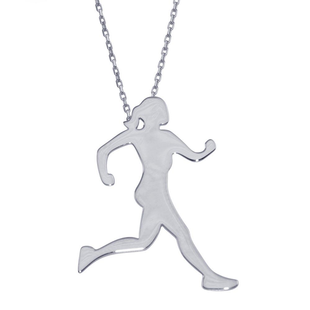 Sterling Silver Rhodium Plated Runner Necklace