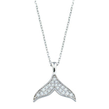 Load image into Gallery viewer, Sterling Silver Rhodium Plated Fishtail CZ Necklace