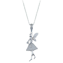 Load image into Gallery viewer, Sterling Silver Rhodium Plated Fairy CZ Necklace