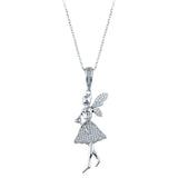 Sterling Silver Rhodium Plated Fairy CZ Necklace