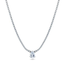 Load image into Gallery viewer, Sterling Silver Rhodium Plated Teardrop Centered Tennis CZ Necklace