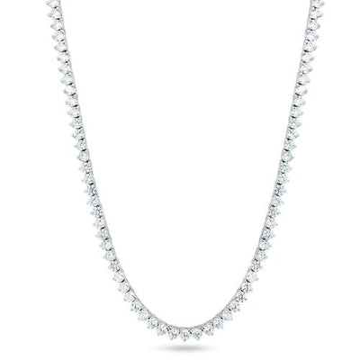Sterling Silver Rhodium Plated Round CZ Prong Set Tennis Necklace