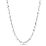 Sterling Silver Rhodium Plated Round CZ Prong Set Tennis Necklace