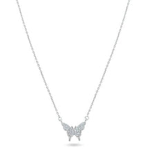 Load image into Gallery viewer, Sterling Silver Rhodium Plated CZ Butterfly Necklace