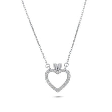 Load image into Gallery viewer, Sterling Silver Rhodium Plated Heart CZ Necklace